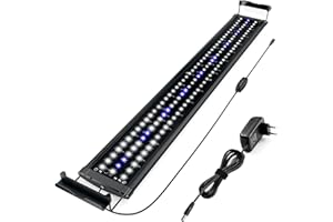 Honpal Lampada per acquario a LED Illuminazione per acquari per piante ittiche, 18W Blu Bianco per acquario da 90-120 cm, Lampada per acquario Luce per acquario con staffe estensibili dimmerabili con