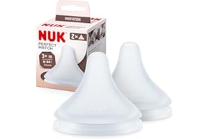 NUK Tettarelle per biberon Perfect Match | 3+ mesi | Si adatta al palato del bambino | Sfiato anti-colica | Senza BPA | Tettarella media in silicone per biberon | 2 pezzi