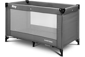 CARETERO BEST FOR BABIES CARETERO - Lit Parapluie Enfant - Lit Parapluie Key - avec Matelas 120x60cm - Lit Parapluie Bébé Enfant Pliable - Sac de Transport pour Lit Bébé - Enfants Jusqu'à 15kg - 64x125x74cm - Graphite