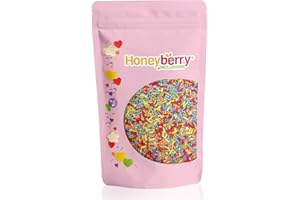 HONEYBERRY INCLUSIONS Large 5 Colours Sugar Strands Mix 200g - Premium Edible Decorating Vermicelli Sprinkles for Baking, Cupcake and Cake Decorations, Ice Cream, Dessert and Icing Decoration Toppers