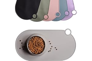 ne&no Napfunterlage Silikon | für Katzen und kleine Hunde | Katzennapf Unterlage wasserdicht | Futtermatte rutschfest | Silikonmatte mit Aufhängeschlaufe 49 x 25 cm (Stone Grey)