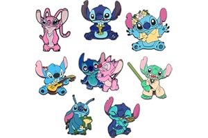 SYKEROUT Juego de 8 Broche de puntada y Lilo, Broche de dibujos animados de puntada, broche de Lilo y Lilo, pines de solapa de esmalte de puntada y Lilo, broche de puntada, mochila para niños, adornos de ropa