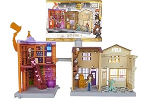 HARRY POTTER - PLAYSET CHEMIN DE TRAVERSE MAGICAL MINIS WIZARDING WORLD - Univers De Jeu Magique Avec 2 Figurines Et 21 Accessoires - 3 Décors - Effets Sonores Et Lumineux - Jouet Enfant 6 ans et +