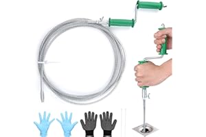 Vandicka Flexible Drain Auger Plumbing Snake 16.4 FT (5 M) & Waste Pipe Unblocker Tool for Sink and Toilet, Drain Cleaner & Clog Remover with 6 mm Drill Connector, Green Handle