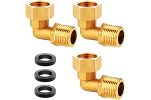 ANFUXT 3 Pezzi Angolo in Ottone 90° G1/2" IG/AG, DN15, Angolo in Ottone 90° G1/2 Pollici, Filettatura a 90 Gradi, Arco 90 Gradi IG/AG, Raccordo Filettato Adatto per Acqua per Tubo dell'acqua