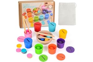 BITOYO Giochi Legno Montessori 1 Anno 2 3 4 5 Anni, Gioco Educativo Montessori per Bambini Colore di smistamento e Il conteggio, Giochi Montessori Regalo per Bambini 2 3 4 5 Anno Anni