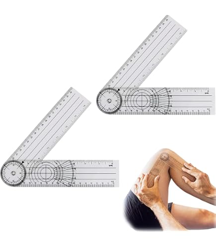 Produktbild von 6er-Set Goniometer 360° – Transparente Winkelmesser Aus PVC Für Physiotherapie, Sporttherapie & Schule, Inkl. Fingerlineal