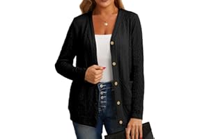 GRECERELLE Womens Cardigan Long Sleeve Lightweight Cardigans Button Down V Neck Ribbed Knit Outerwear Open Front Tops with Pocket for Ladies