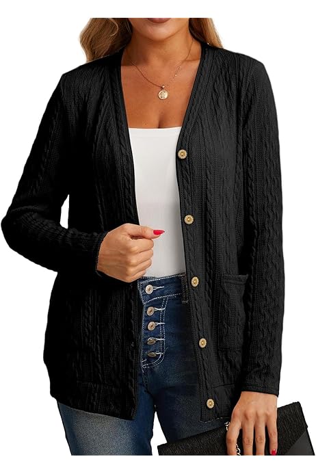 Oyamiki Cardigan Femme Court à Manches Longues - Col Rond Boutonné, Veste Automne Élégante Et Confortable