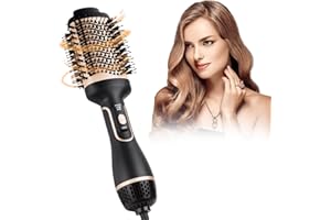 Bizcasa Spazzola per asciugacapelli e volumizzante per styler, strumento per lo styling professionale 4 in 1 Asciugacapelli con spazzola ad aria calda ionica, rosa rossa