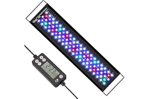 hygger Luce LED per Acquario,Luce per Acquario a Spettro Completo con Monitor LCD,18W 24/7 Ciclo di Illuminazione per Acquario con 7 Colori, Timer Regolabile per Acquario con Piante da 45-60cm