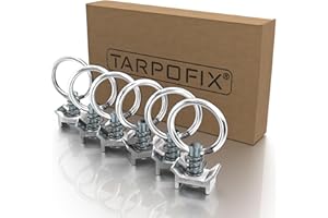 Tarpofix® Anello di fissaggio per guida aerea (6 pz) con capacità di carico di 900 daN (900 kg) - Montaggio semplice per binari di ancoraggio - Occhielli per fissaggio del carico in rimorchi e auto