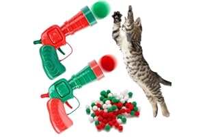 YAGE Christmas Interactive Cat Toys, Ball Toy Launcher Set, 2 Plush Shooting Guns and 30 Soft Pom Pom Colorful Toys for Indoor Pet Sports Training and Chasing