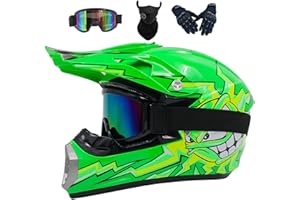 HELMBLAZIA Motocross Helmets Kids, Adult Youth Offroad Street Dirt Bike Helmet, Motorbike MX Helmet ATV BMX MX Downhill Quad Bike Offroad Full Face Motorcycle Crash Helmet, With Goggles Gloves