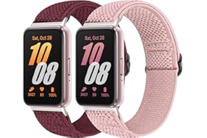 Bcuckood Elastic Nylon Straps Compatible with Samsung Galaxy Fit 3, 2PCS Adjustable Stretchy Nylon Replacement Straps Wristbands for Galaxy Fit3 SM-R390 Watch for Women Men