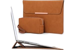 HYZUO Pokrowiec na laptopa 13,3–14" z funkcją stojaka, kompatybilne z MacBook Pro 14 M3/M2/M1 Pro/Max A2992 A2918 A2779 A2442 2021-2024, MacBook Air 13 2010-2017, z małą torbą, brązowy (miley)