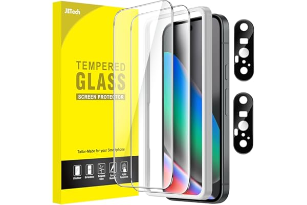 JETech Skärmskydd för Google Pixel 10, 2+2-Pack | med Kameralinsfolie, HD Klart Härdat Glas, Repskydd, Enkel Installationsram