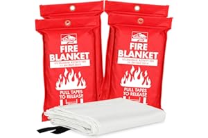 KEYSTONE PEAK KP Notfall-Feuerdecke - 4er Pack 40" x 40" - Sei EIN Held & rette Dein Zuhause - Feuerlöschdecke für Küche, Feuerlöschdecke für Haus und Küche, Fiberglas-Feuerlöschdecke