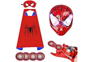 VIYAAN Capa de Superhéroe para Niños, Máscara De Superhéroe, Capa y Máscaras de Superhéroe, Divertidos Capas para Niños, Launcher Glove, Máscara Led, Ideal para Carnaval, Navidad, Fiesta de Cumpleaños
