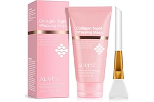 YUEPLATTNMAY Collagen Night Wrapping Mask, Collagen Face Mask Overnight, Facial Overnight Sleeping Mask (75ml) - Deep Hydration, Reduces Wrinkle and Improves Skin Elasticity (Brush Included)