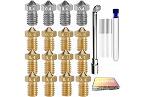 XIN-KYD 16 Stück 3D Drucker-Düsen,Messing + Edelstahl Nozzle V6 Set,Gewinde M6, für 1,75 Filament, für alle gängigen V6 Hotend 3D-Drucker wie z.B. Anycubic i3 Mega, Anycubic Chiron, Prusa Mini Prusa i3