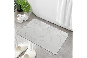 Glvomazty Alfombra de Baño Antideslizante, 60x40cm Súper Absorbente Alfombras Ducha con Diatomáceas Alfombrilla Baño