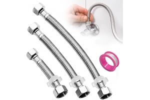 3 stycken G1/2 flexslang 10 cm/20 cm/30 cm, överkast | Pansarslang på båda sidor G1/2 tum anslutningsslang armatur flexibel vattenkran slang för hörnventil badrum WC