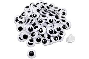 TOAOB THE ONE AND ONLY BABY TOAOB 100pcs 20mm Wiggle Googly Eyes Self Adhesive Large Round Black White Sticky on Googly Eyes Plastic Craft Eyes for DIY Crafts Decoration