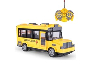 Crelloci School Bus Remote Control Yellow School Bus Toy with LED Lights Kids RC School Bus for Boys Girls Toddler 3 4 5 Years Olds