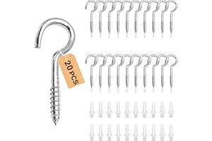 Forbabe Schraubhaken Klein 304 Edelstahl 20 Stück Hakenschrauben mit Gewinde Einschraubhaken Deckenhaken Haken zum Schrauben Gewindehaken M4-50mm