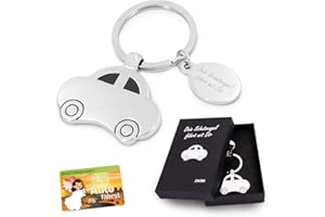 ‎ZWEN ZWEN Auto-Schlüsselanhänger Schutzengel-Gravur mit Geschenkbox + Schutzengelkarte I Glücksbringer silber glänzend als Talisman für Auto-fahrer & als Geschenk zum Führerschein