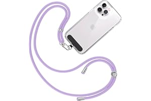 TBOC Cuerda para Movil Universal [Lila] para Colgar Funda del Teléfono Móvil en Cuello - Cuerda móvil con Parche [Negro] de Tela - Cordón para móvil con Enganche