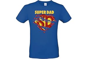 DND DI D'ANDOLFO CIRO Maglia Uomo Super Dad (Stile Superman) Bianca - Nera - Blu - Blu Royal - Regalo Festa del papà o Compleanno