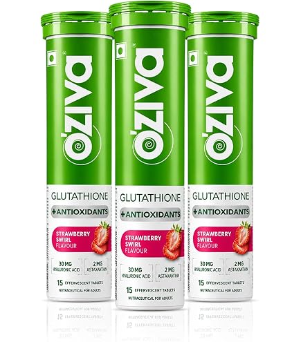 OZiva Bioactive Glutathione Tablets, Strawberry Swirl, 30 Tabs, Pack of 3 | Tablets for Radiant Skin