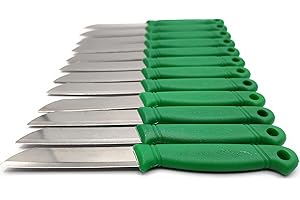 KIMERA SET 12 PEZZI Coltello da Tavola, Frutta e Verdura, Spelucchino lama inossidabile AISI420 di 8 cm. manico polipropilene VERDE MELA - Coltelleria Pascotto | DOI LEONS (Verde Mela)