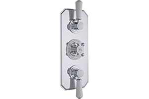 Hudson Reed TSVT005 Topaz Traditional Bathroom Shower Triple Concealed Shower Valve with Diverter, Chrome & White