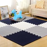EASY HOME Interlocking Mat - 12mm Thick | 60x60cm 9 Tiles (36 Sq Ft Area) for Kids | Soft & Protective Puzzle Mat for Baby Cr