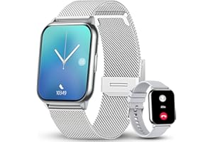ANMI Smartwatch Damen, Fitnessuhr Tracker mit Telefonfunktion 1.96" HD Display, Uhren Fitness Tracker IP67 Wasserdicht/Pulsmesser/Blutsauerstoff/Sportuhr Aktivitätstracker für Android/iOS Silber