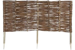 Mcsammler Weide Beeteinfassung in 16 Größen Weidenzaun Rasenkante Beetbegrenzung Steckzaun imprägniert mit Buchepflöcken für leichtes Einsetzen Palisade Länge: 120 cm Höhe: 40 cm