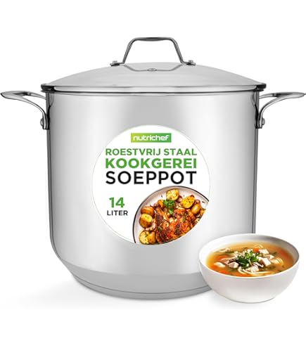 Nutrichef Soeppan met Deksel voor Keuken, Grote Inductiepot voor Soep