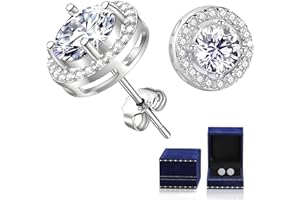 FEIKFEIZ damskie kolczyki z moissanitem, 1CT diament z moissanitu, hodowany w laboratorium, srebro 925 pokryte 18K białym złotem, srebrne kolczyki, biżuteryjny prezent.