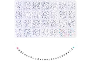 VEYLIN JOFONY Acrylic Letter Beads，1400 Pcs Heart Letter Beads Alphabet Beads for Bracelet DIY Necklac Jewelry Making, Come with a Roll of Clear String(A-Z)