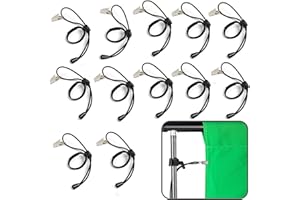 NODCOWS 12 Pezzi Morsetti per Fondali, Clip per Sfondo per Studio Fotografico e Video, Morsetti per Sfondo Clip in Metallo con Corda Elastica Retrattile, Nero