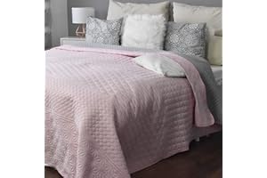 HOMELEVEL Copriletto copriletto e copridivano Copriletto copriletto XXL Blanket Throw (220cm x 240cm, Old Rose/Grey Patterned)