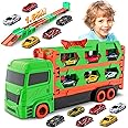 VATOS Transport Truck Toys Cars for Boys Ages 3 4 5 6, Portable Truck Toy with 6 Race Cars, Best Gift Carrier Vehicles Toys Set for Kids