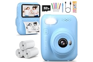 DIAMOOKY Appareil Photo Enfant Instantanée, 3,0 Pouces 1080P Appareil Photo numérique Enfant avec Papier Photo & Carte de 32 Go, Cadeau d'appareil Photo pour Enfants de 3 à 10 Ans