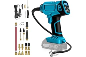 DRISUBT Compresor Compatible Con Makita 18 V, 160 Psi, Bomba De Aire Eléctrica Para Coche, Indicador De Presión Digital LED, Función De Apagado Automático, Ideal Para Bicicleta/coche/pelota