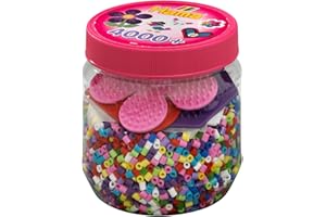 Hama 2051 4,000 Beads & 3 Pegboards in Pink Tub, Multicolour
