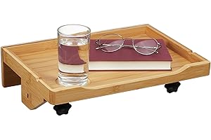 Relaxdays Bettablage, Mini-Nachttisch zum Klemmen, für Bett & Hochbett, H x B x T: 9 x 36 x 25,5 cm, aus Bambus, Natur