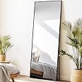 LunaMirror Full Length Mirrors Free Standing Floor Mirror Full Body Wall Mirror for Bedroom Living Room and Entrance, Rectangle Black Frame, 147x44 CM